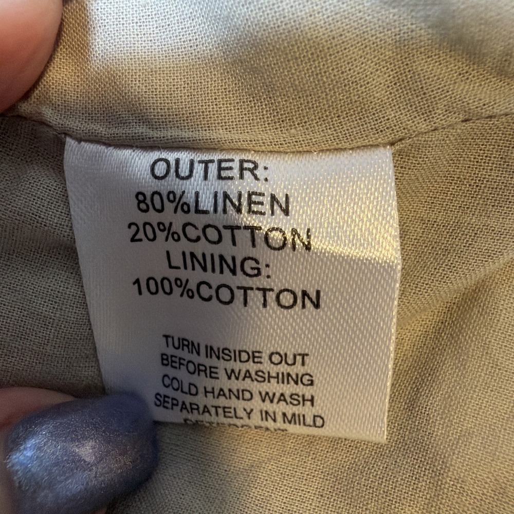 SABO Linen Blend Mini Skirt Women's XL US 10 Beige Contrast Trim Lined - Picture 7 of 10